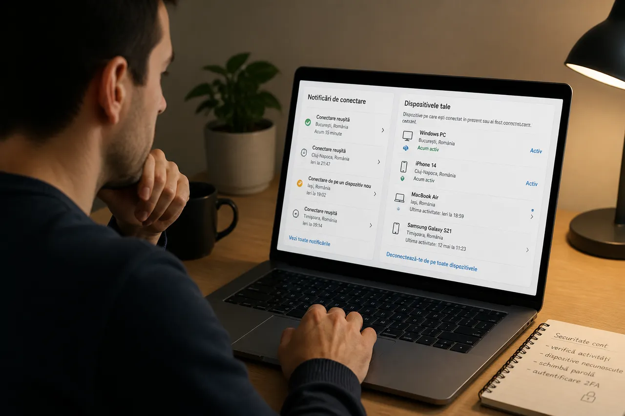 verificarea accesului neautorizat la cont